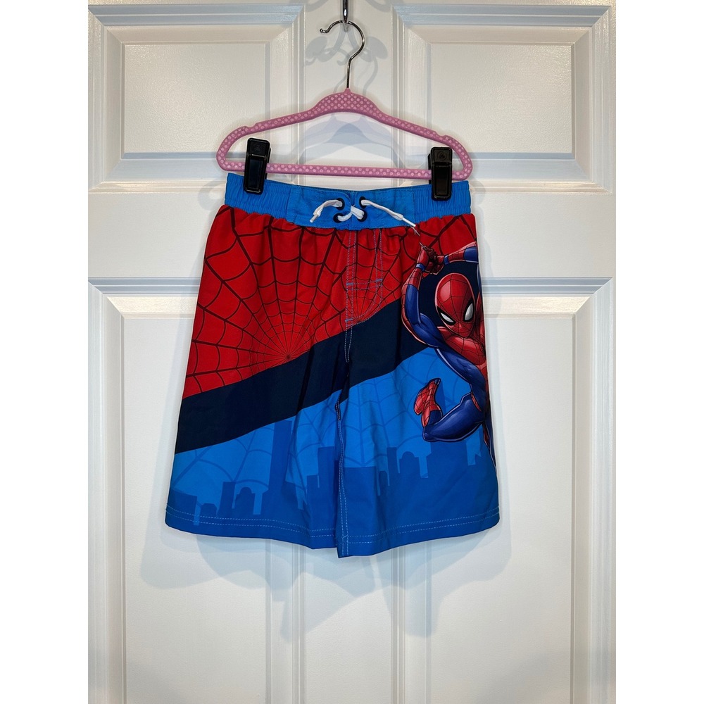 Kids Marvel Spider-Man Swim Trunks Blue Red Size‎ 6/7 (S) Youth Boy Character